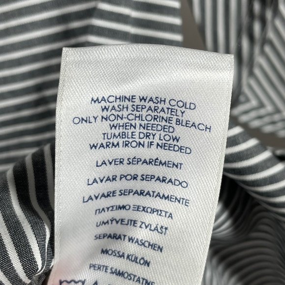 NEW Chaps Skirt Womens 6 black stripe faux wrap straight midi preppy casual - Picture 8 of 11